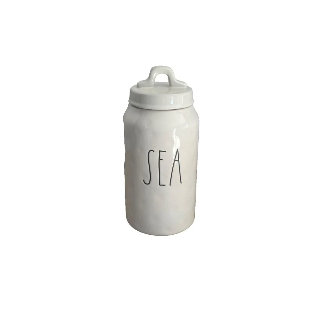 Rae Dunn Ceramic Sea Canister w Lid Beach Nautical Theme Cottagecore Artisan